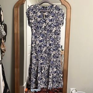 Madewell- Button-front ruffle-hem midi dress in flower garden